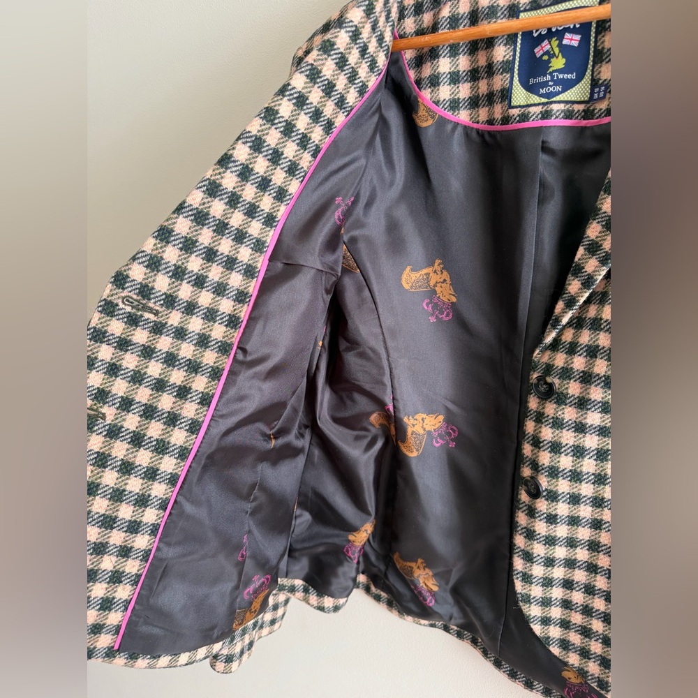 Boden British Tweed by MOON Wool Plaid Blazer (Size US 14) - Picture 8 of 8